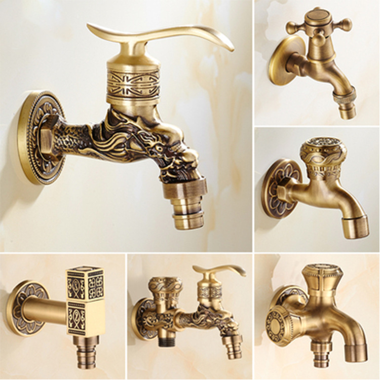 Copper European Washing Machine Extended Faucet Outdoor Wall-Mounted Mop Pool 4 Points Single Cold Balcony Water Faucet Outdoor Copper European Washing Machine Extended Faucet Outdoor Wall-Mounted Mop Pool 4 Points Single Cold Balcony Water Faucet Outdoor