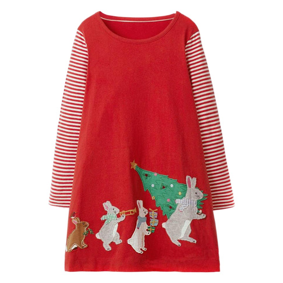 Navidad punto niñas vestido europeo y americano niños de manga larga vestido otoño niños manga larga falda distribución
