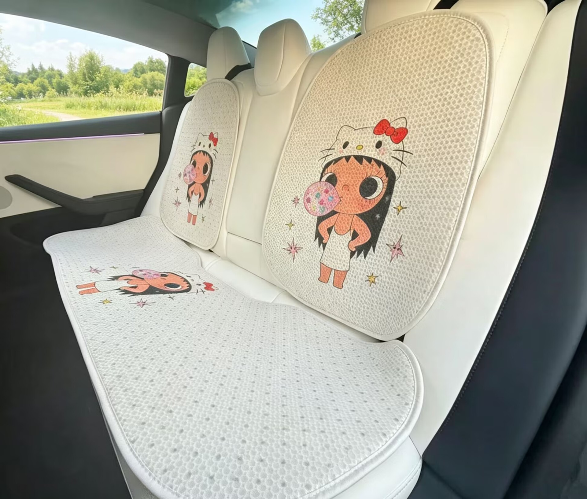 26-Year-Old New Model Cartoon Q-Style Beautiful Girl Breathable Fabric Car Seat Cushion Four-Season Multi-Piece Set Independent Stand Cross-Border Wholesale