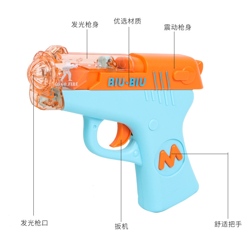 Bebé niños sonido y luz juguetes pistolas musicales para niños y niñas revólver eléctrico simulación pequeña pistola puesta en el mercado nocturno mayorista