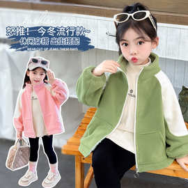 新款儿童加绒奥粒绒外套男女小中大童宝宝秋冬季加厚保暖上衣冬装