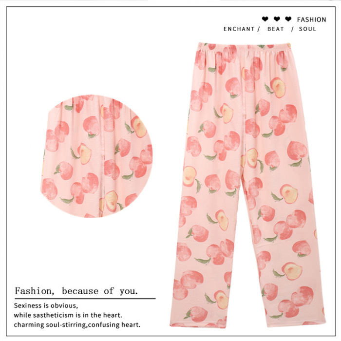 Pantalones de dibujos animados lindos pantalones de pijama elásticos de cintura estudiantil en casa pantalones largos de primavera y otoño de verano para mujeres pantalones casuales