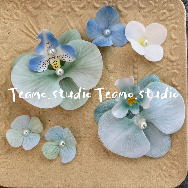 Artificial Flower Shoes Flower Phalaenopsis Pearl Pieces Hole Shoes DIY with Summer Fresh Color Little Red Book New