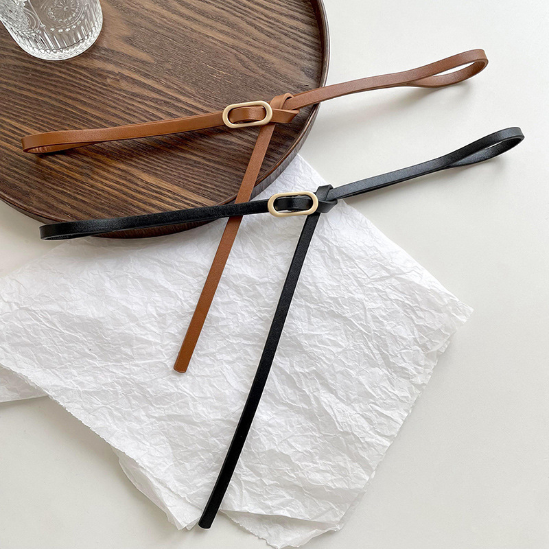 Nuevo cinturón de mujer hebilla cuadrada cinturón sin agujeros camisa de vestir de moda de mujer Cinturón fino de todos los partidos cinturón ajustable pantalones cinturón