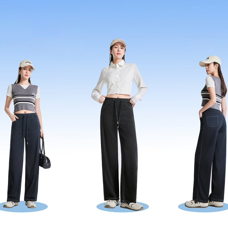 Tea Polyphenol Wide-Leg Jeans, American-Style Scythe-Shaped Loose Fit, Slimming Retro Washed Scythe Pants for Women