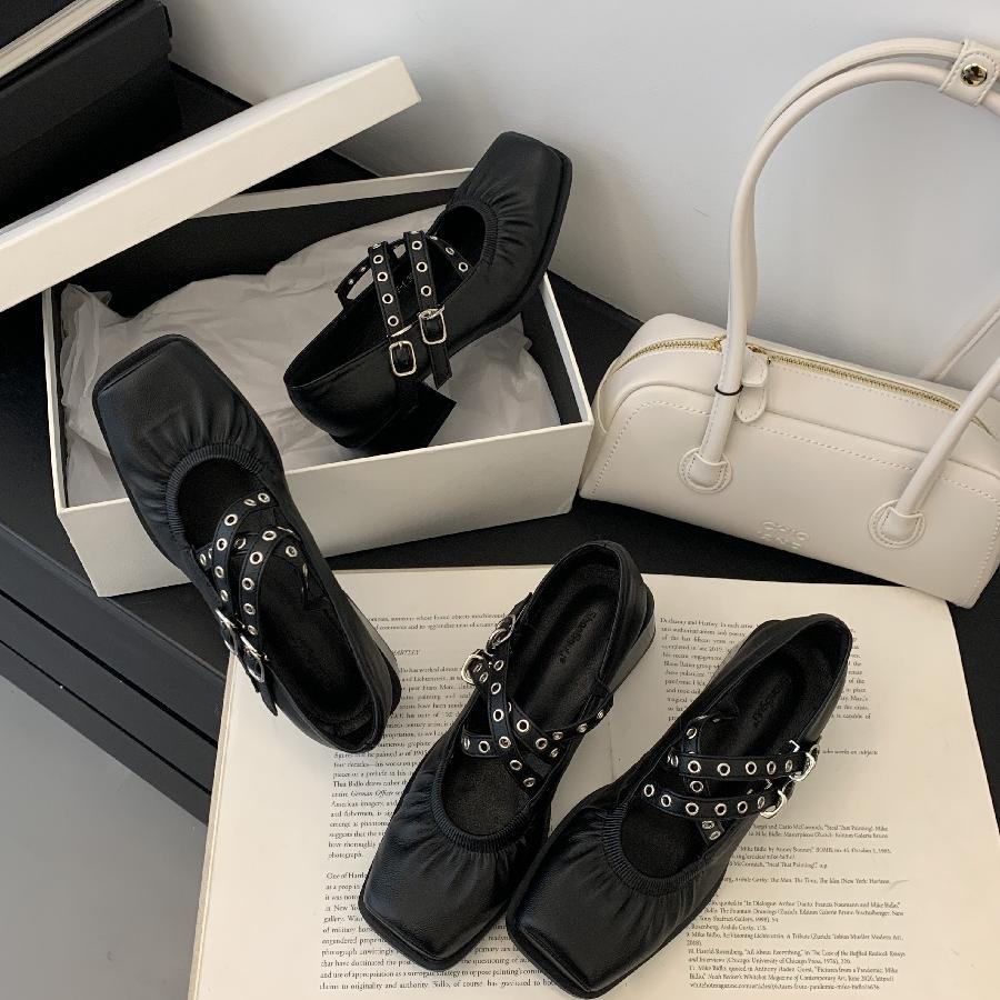Small design retro ballet shoes square toe low-cut