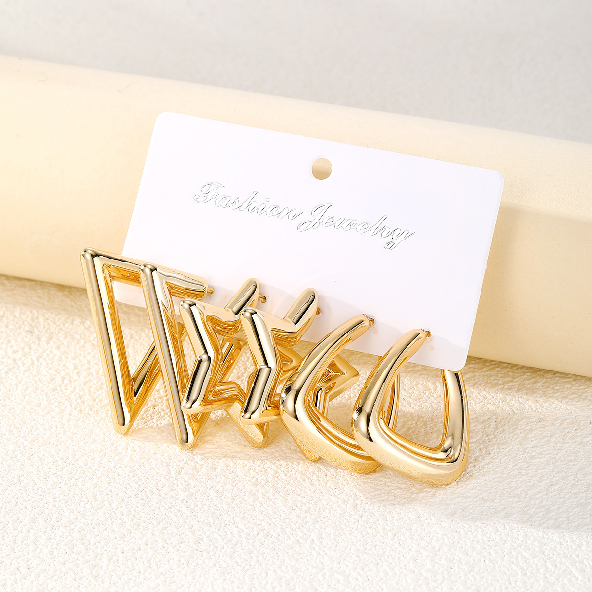 Daily Occasion 1 Set Simple Style Triangle Star Solid Color Plating Alloy Earrings