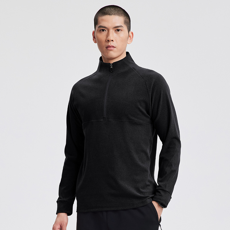 ハーフジップスウェットシャツ長袖フィットネスウェア男女兼用春スタンドカラーアウトドアスポーツTシャツランニングカジュアルトップス速乾|undefined