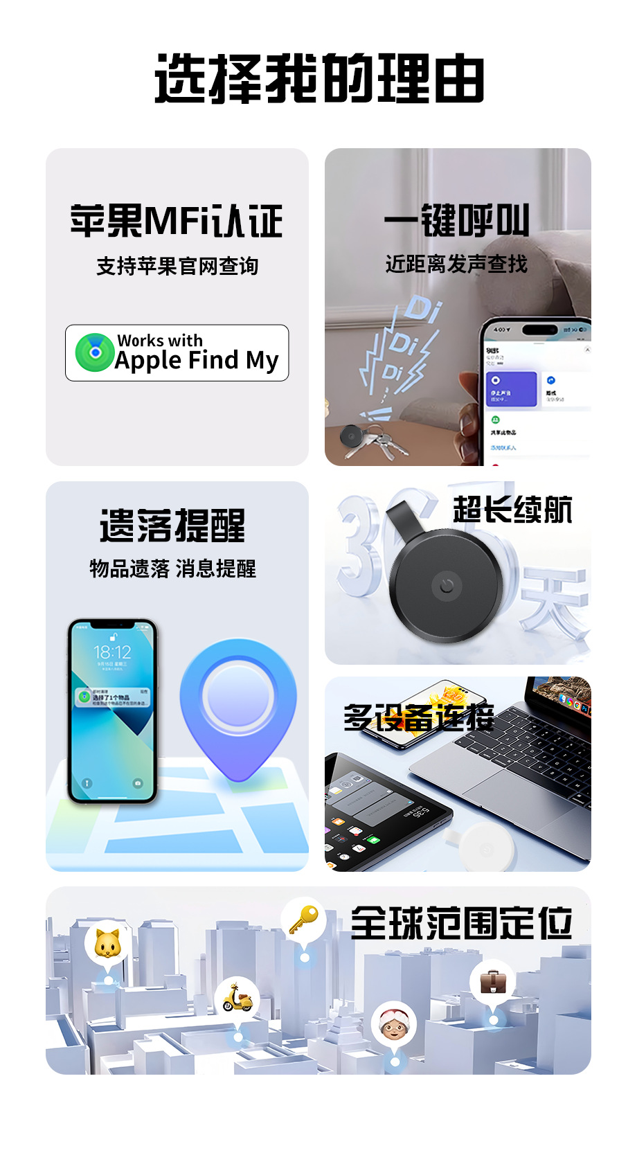 Airtag防丢器中性宠物定位追跟器智能蓝牙追跟器钱包防丢定位器