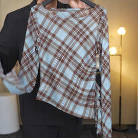 美式复古设计感不规则花边网纱T恤女夏季新款气质显瘦微透上笙陇