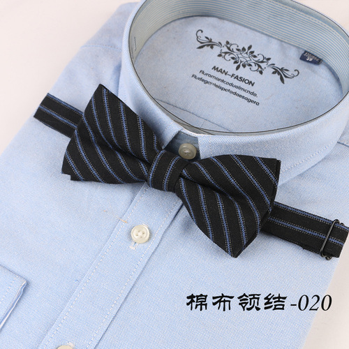 Men's business formal wedding cotton imitation wool striped solid color bow tie fashion trend direct wholesale