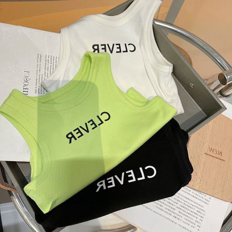 Verano niños y niñas chaleco camisola estilo occidental personalidad de los niños moda Comercio exterior ins letras desgaste interior desgaste exterior superior