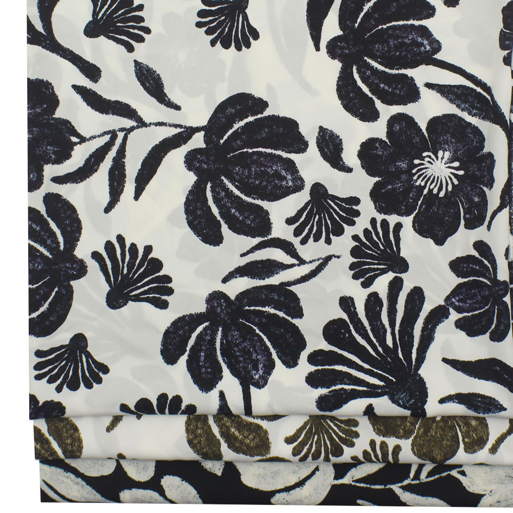 破卡平纹缎印花水墨大花雪纺印花布春夏女衬衫连衣裙防蚊裤面料