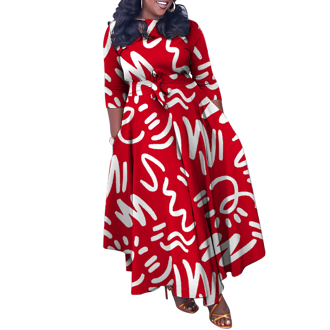 504g Weight Maxi Long Dress Dress Length Type 3/4 Length Sleeve Sleeve Length Regular Dress Dresses Type Regular Sleeve Sleeve Type Spandex, Polyester Fabric Type Medium High Waist Waist Line Tea Party, Street Occasion Round Neck Neckline Regular Fit Fit Type Printing Pattern Spring, Autumn, Autumn&Winter Season Women's Gender Printing Design Retro Style Wholesale Women's Retro Printing Printing Tea Party Street Round Neck 3/4 Length Sleeve Regular Dress 11