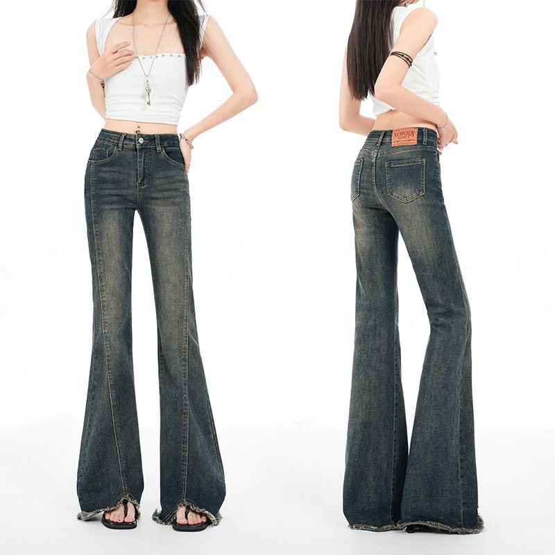 High-waisted slimming flared jeans for women 2026 street style elastic waist sweet and spicy pure desire slim-fit denim pants High-waisted slimming flared jeans for women 2026 street style elastic waist sweet and spicy pure desire slim-fit denim pants