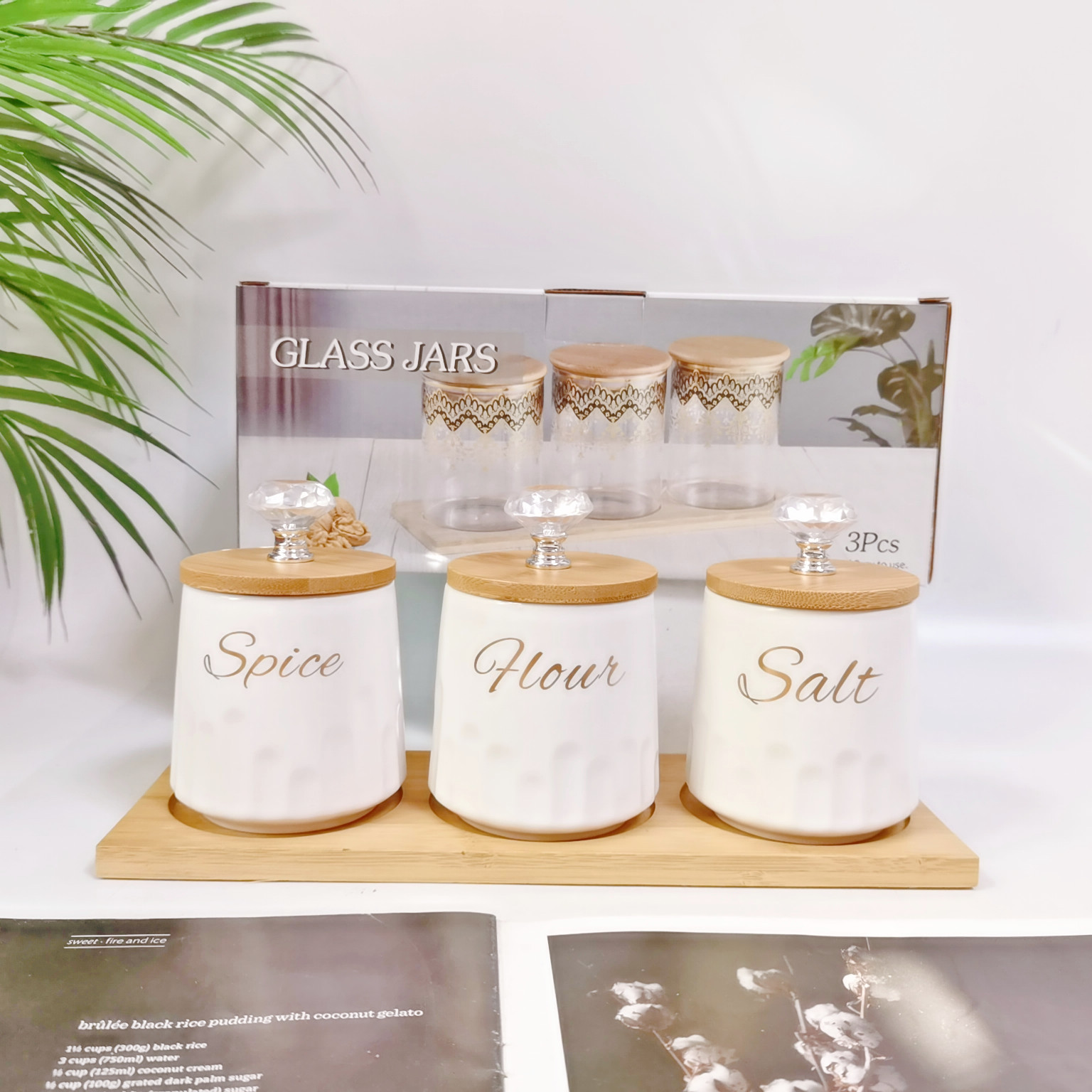 Exportación transfronteriza cerámica sellado tarro traje cocina condimento tarro multi-grano almacenamiento tarro café tarro de té tarro de azúcar