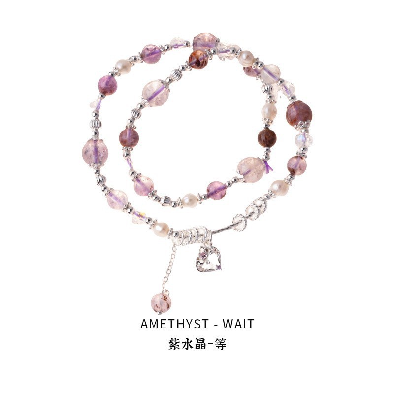 Hanluo~アクアマリンビーズプルブレスレット、ファッショナブルなニッチで絶妙な気質のブレスレット、軽い高級感、ハイエンドで多用途なハンドアクセサリー|undefined
