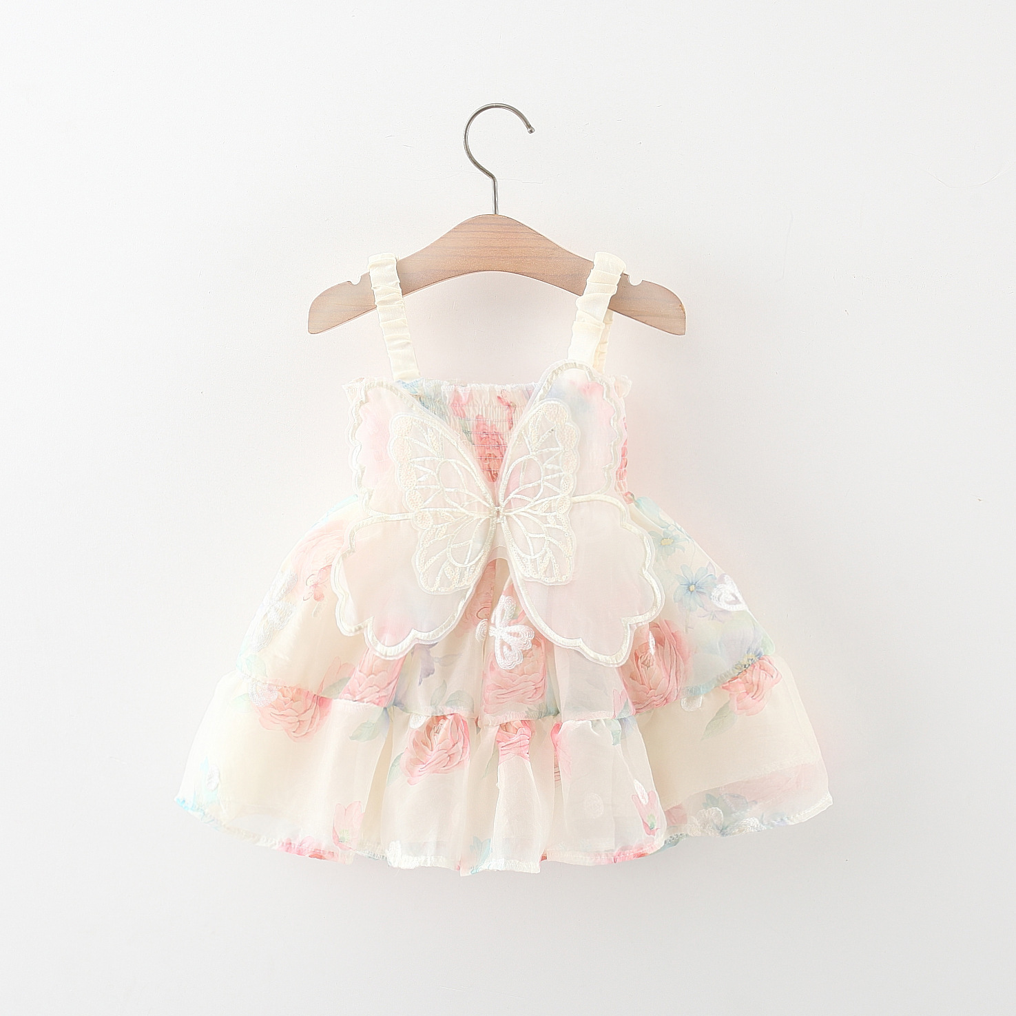 Girls Summer New Dress Mesh Sleeveless Fashionable Wings Princess Dress Children's Suspender Skirt Cross-Border Wholesale