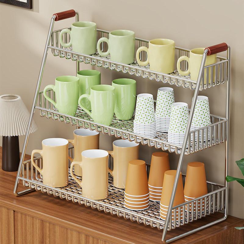 Estante Organizador de Tazas de Mesa Multicapa para Sala de Estar y Cocina