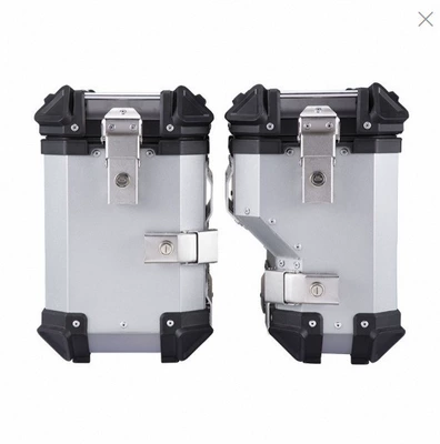Corner Box Aluminum Alloy Side | Motorcycle trunk - 35l-right-side-saddlebag-flat-silver