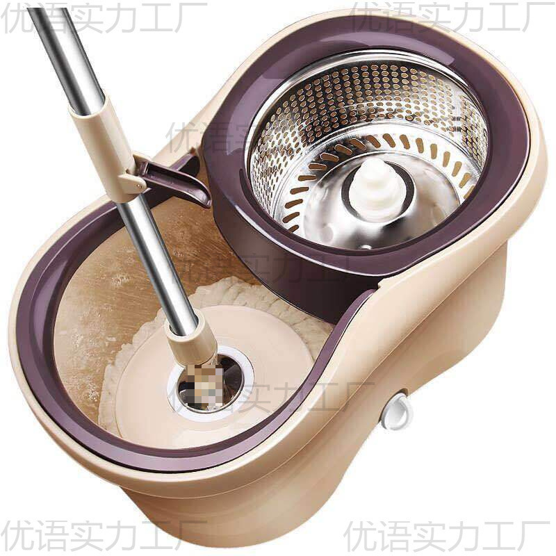 barril de trapeador giratorio doméstico barril de trapeador de piso barril de tela de acero inoxidable auto secado y húmedo de doble uso buen reemplazo de cabeza de trapeador de tela