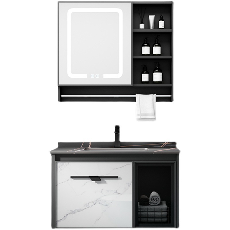 Aluminio espacio pequeño apartamento baño gabinete combinación integrado de cerámica Lavado de Manos lavabo lavado inteligente traje de baño