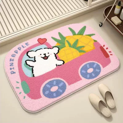 Avtomobil döşəmə paspasları — mat cartoon home entrance - open-the-pineapple-truck-4060cm-imitation-cashmere