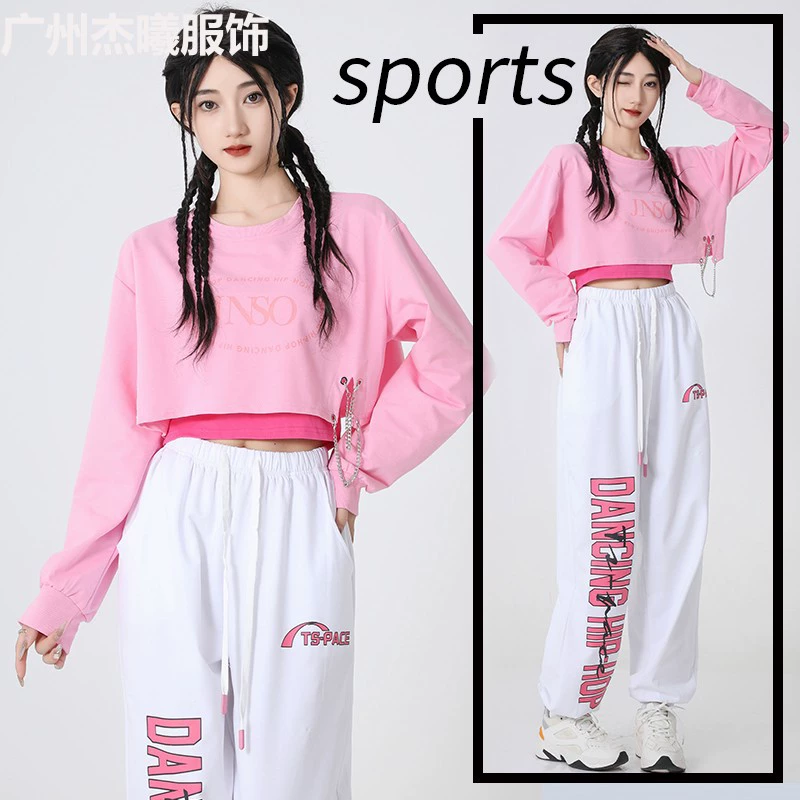 Реальная стрельба Весенняя энергичная розовая цепочка с длинными рукавами