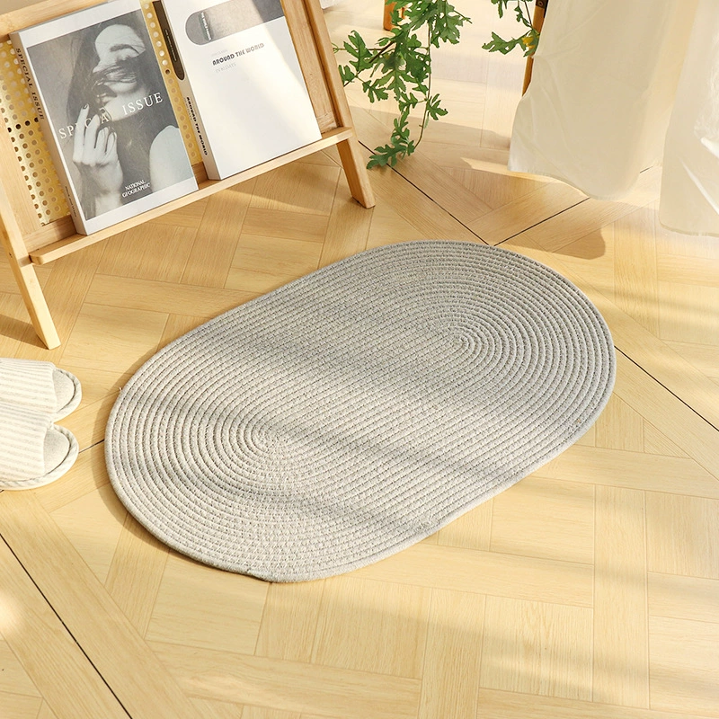 Японский стиль плетеной хлопчатобумажной нитки круглый коврик детская комната спальня ползучий хлопок льна ковер гостиная диван чайные коврики звезды