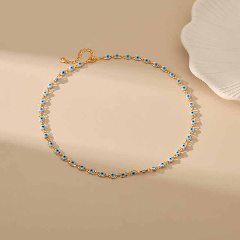 Retro Eye Copper Gold Plated Necklace 1 Piece