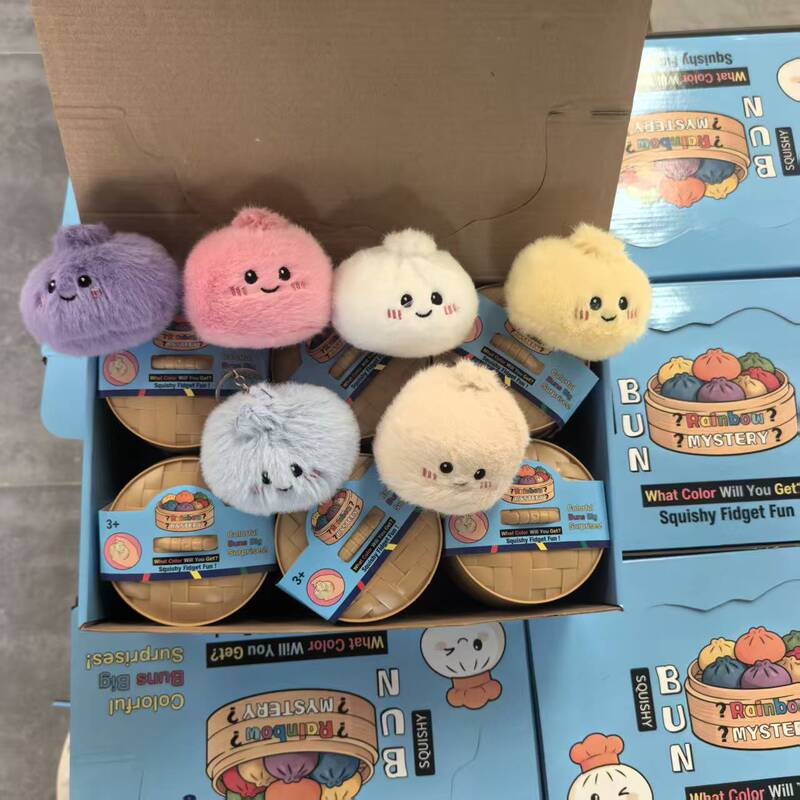 Cross-Border Internet Celebrity Style Plush Bun Stress Relief Toy, Realistic Plush Bun Keychain, Hot-Selling Item