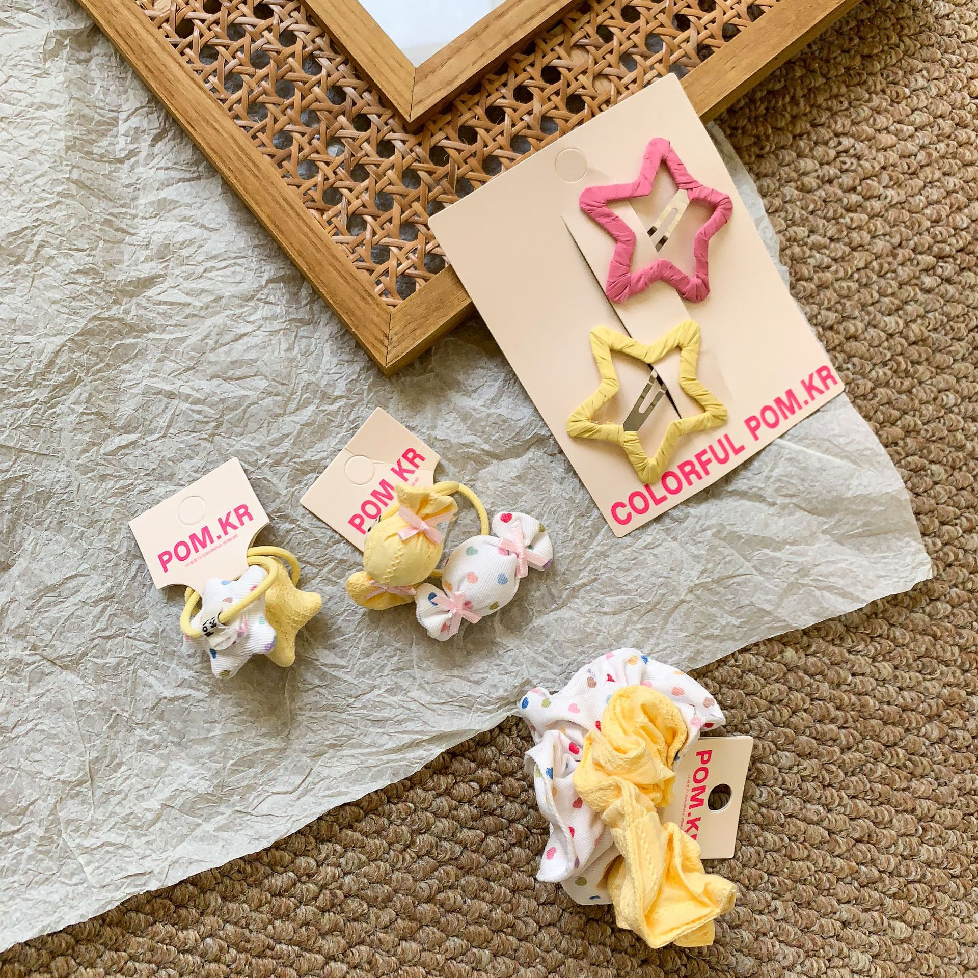 Sugar Pear ropa infantil niñas brocas de tela anillo para el pelo 2026 puntos de dibujos animados para niños brocas de pelo bebés accesorios para el pelo