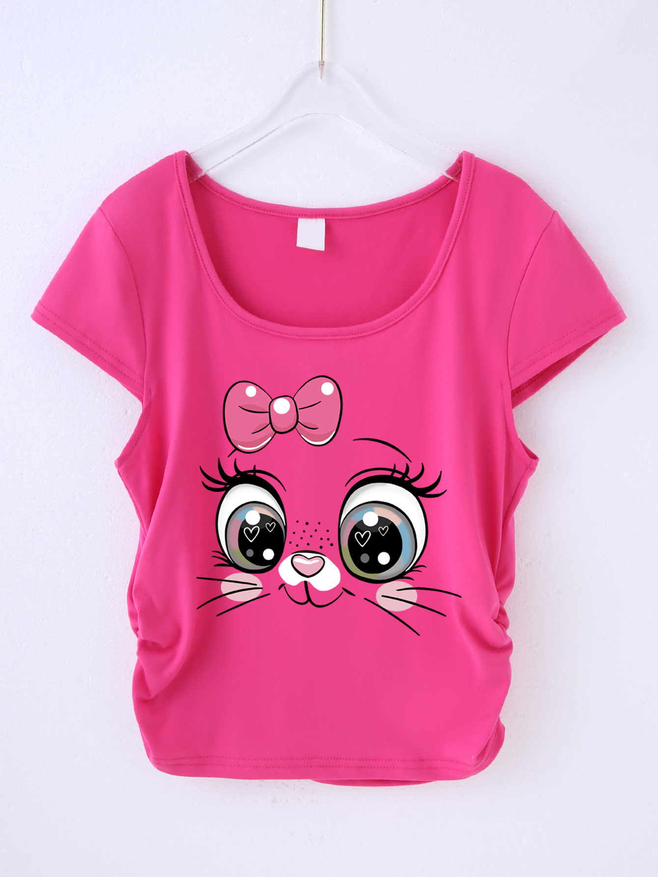 만화 고양이 장미 티셔츠