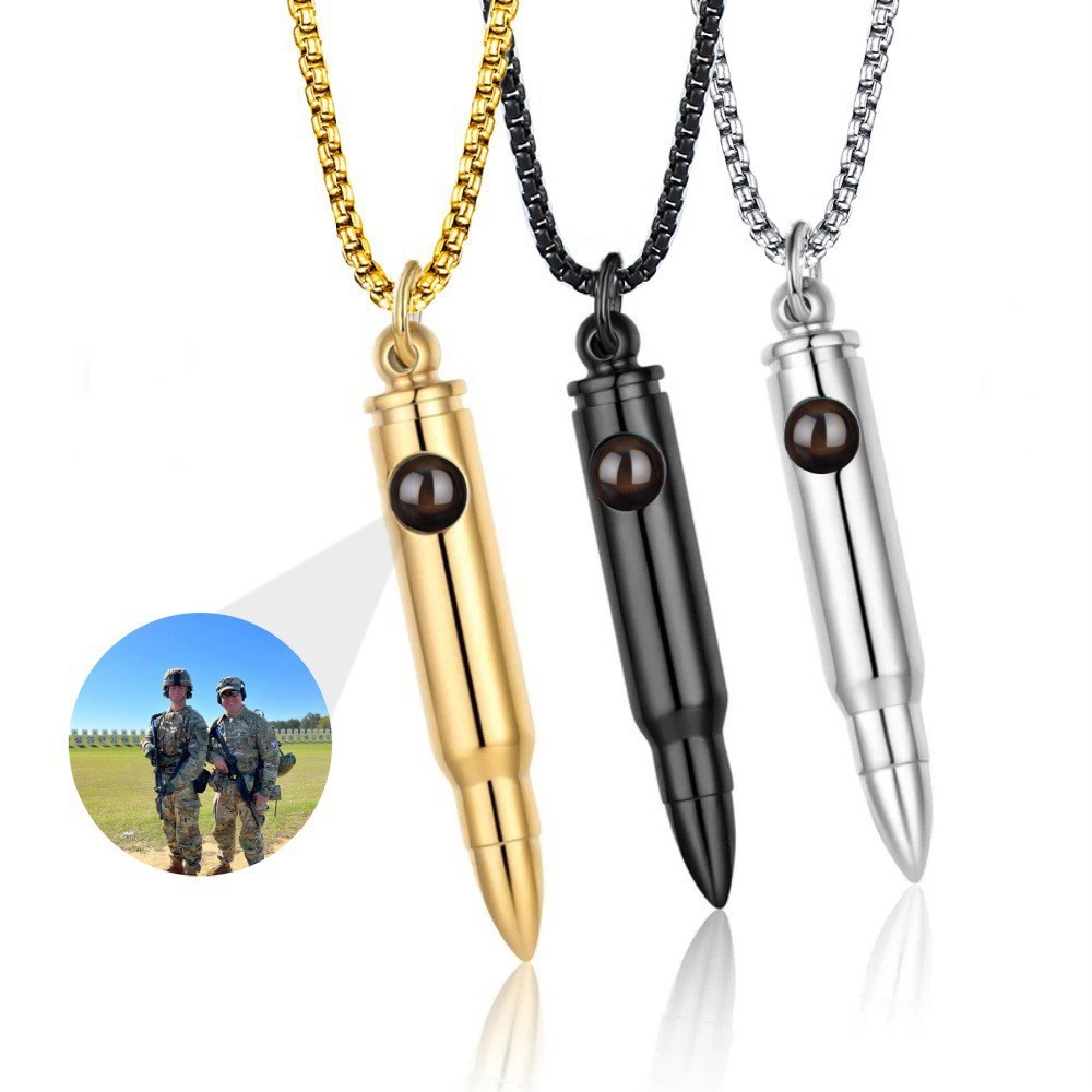 Colar masculino pingente bala aço titânio versátil elegante_voghion.com