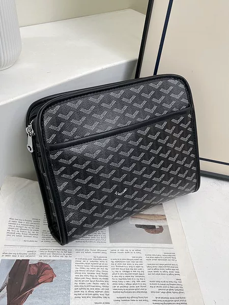 Goyard Lychee Pattern High-End Large-Capacity Portable Toiletry Bag for Men and Women, Fashionable Versatile Clutch Bag, Underarm Bag