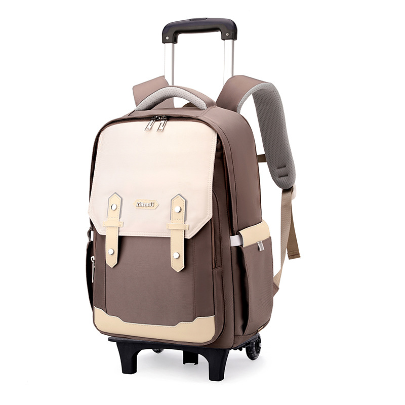 Peces naturales de alto valor de cara tirón mochila de seis ruedas escaleras al por mayor mochila de escolares escolares de secundaria