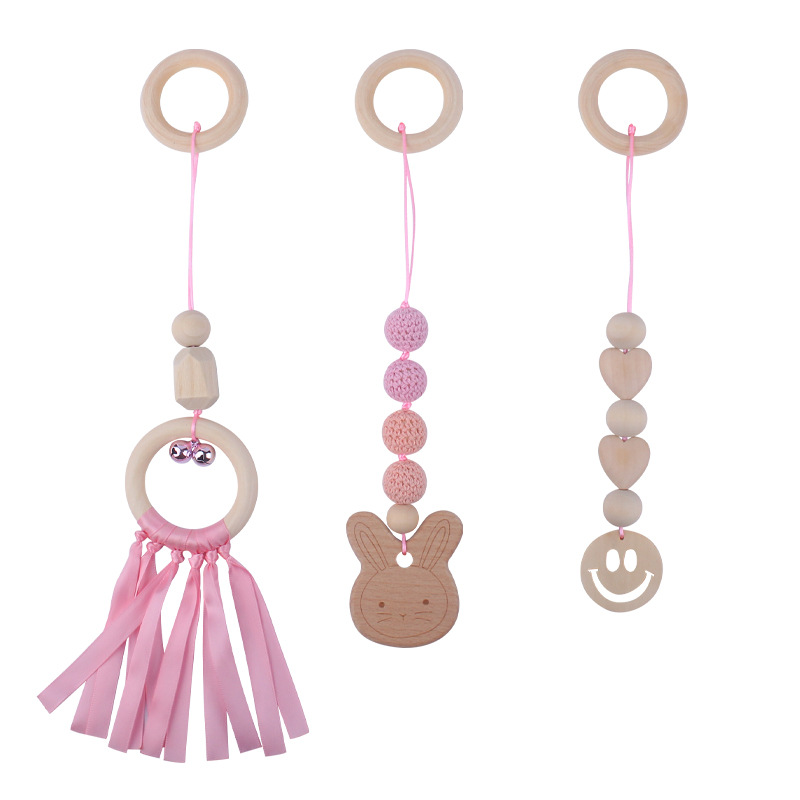Nuevo bebé suministros de dibujos animados animal haya mordedor calmante bebé juguete pequeña campana fitness rack traje