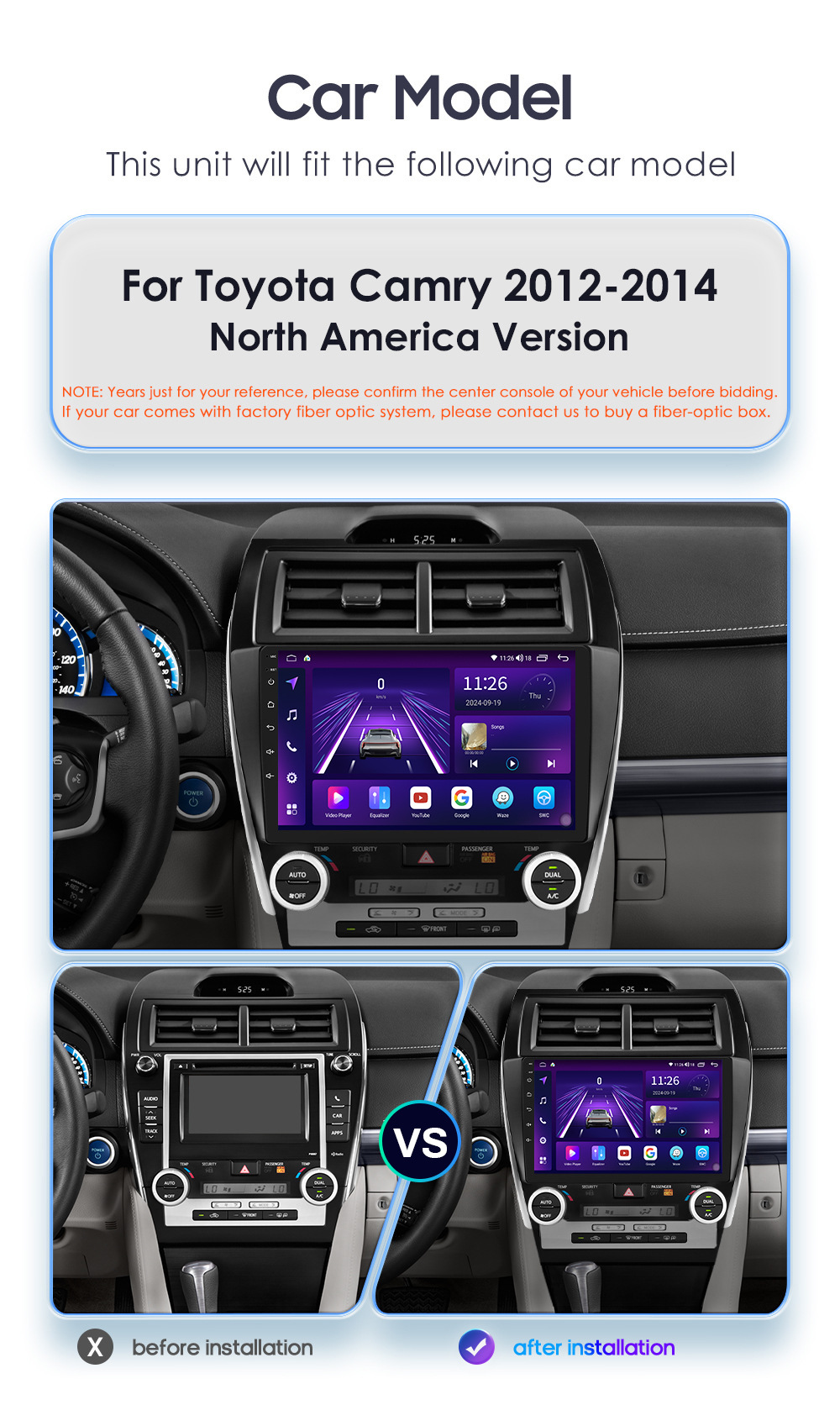 10.1inch Android Car Navigator Suitable for 12-14 Toyota Camry Car Central Control Screen