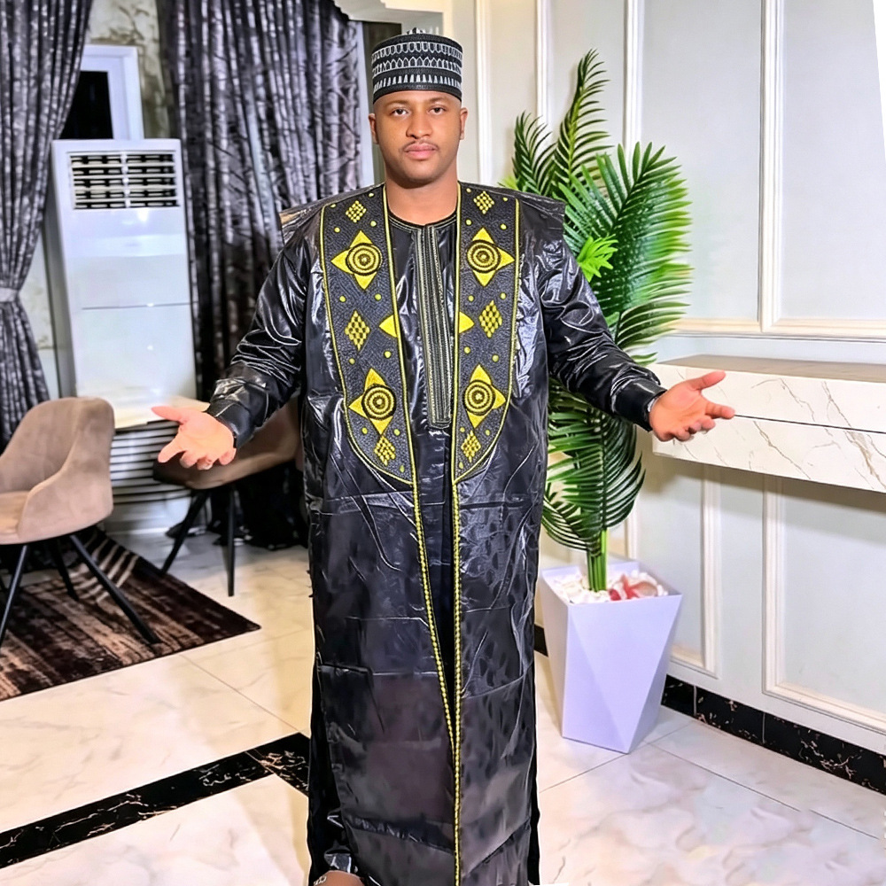 Cross-border men's African robe casual suit, popular loose-fitting embroidered new Mexican jacquard fabric men's clothing