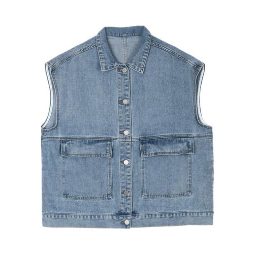 Women's Short denim vest, Korean style, spring jacket, sleeveless, loose, trendy, backless