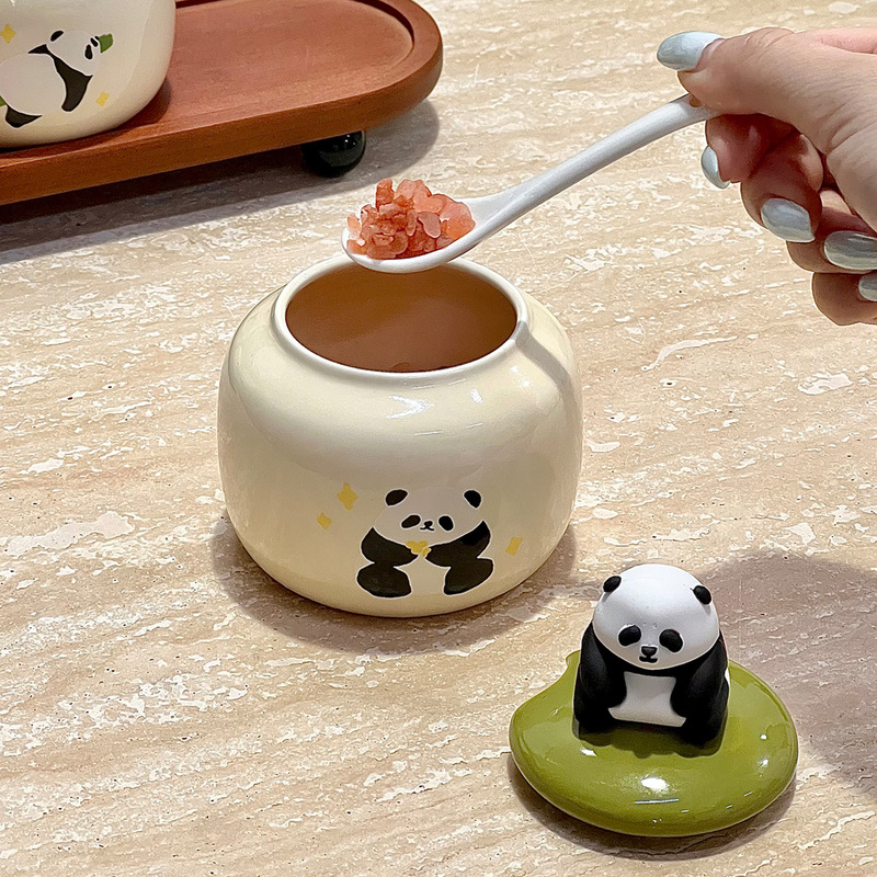 かわいいパンダセラミック調味料瓶セットギフトボックスディップ調味料保存瓶収納ボックス新築祝いのお土産|undefined