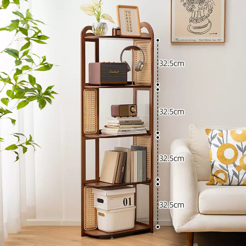 转角置物架家用靠墙一体式角柜卧室客厅落地收纳架子墙角多层书架