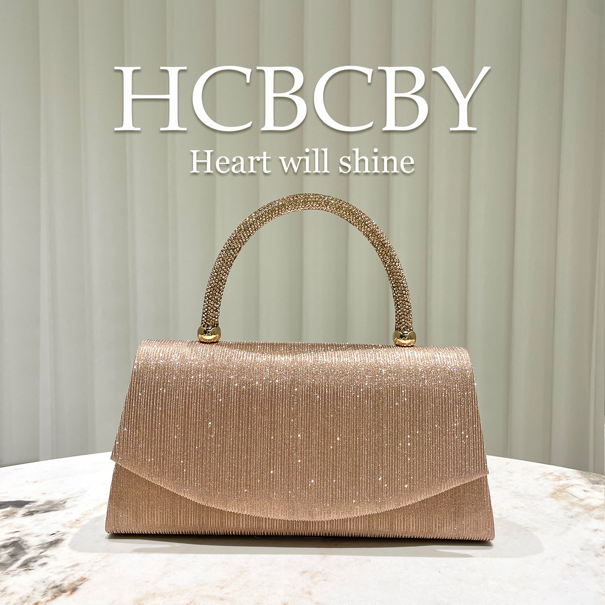 Golden elegant flashing fashionable small clutch bag
