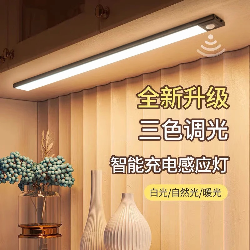 超薄智能人体感应led灯 长条磁吸自粘衣柜灯带充电式酒柜橱柜灯条|undefined