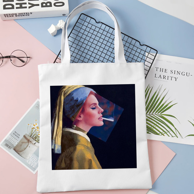 Comercio exterior transfronterizo Lana Del Rey impresa bolsa de lona Harajuku bolsa de hombro de moda estudiante bolsa de compras portátil
