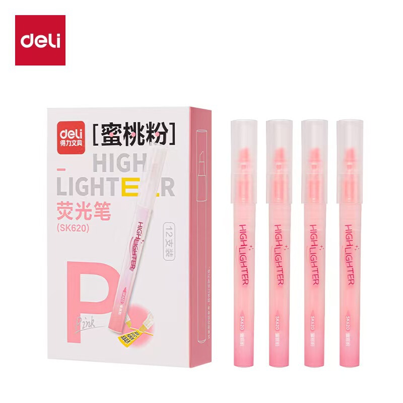 Deli Sk620 Highlighter Fluorescent Color Series Large-Capacity Highlighter for Note-Taking Handwritten Newspaper Colorful Marker Pen Deli Sk620 Highlighter Fluorescent Color Series Large-Capacity Highlighter for Note-Taking Handwritten Newspaper Colorful Marker Pen