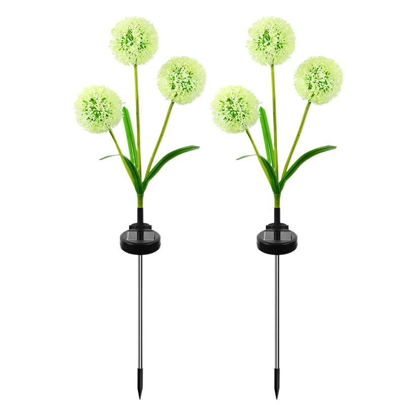 Lámpara Solar para Jardín con Diseño de Diente de León de Tres Cabezas, Lámpara LED con Panel Solar para Patio y Césped