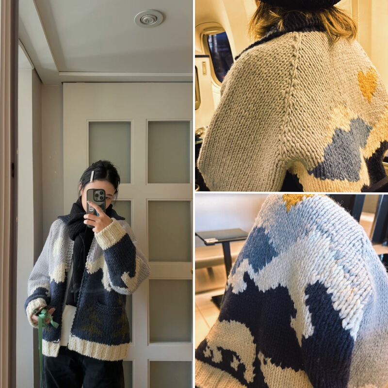 Now with Windproof Lining, Hand Made Pure Hand-Woven 100% Wool Daily Girly Style Thick Jacket
