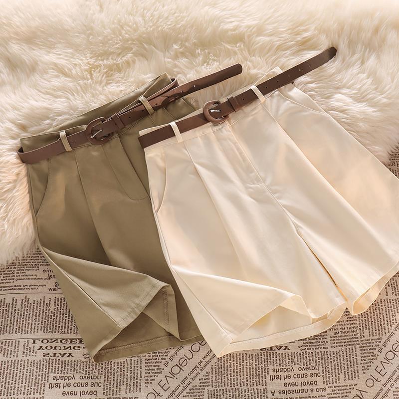 2022 new pattern Khaki suit shorts Thin section Broad leg Paige Five point pants leisure time Pants Versatile