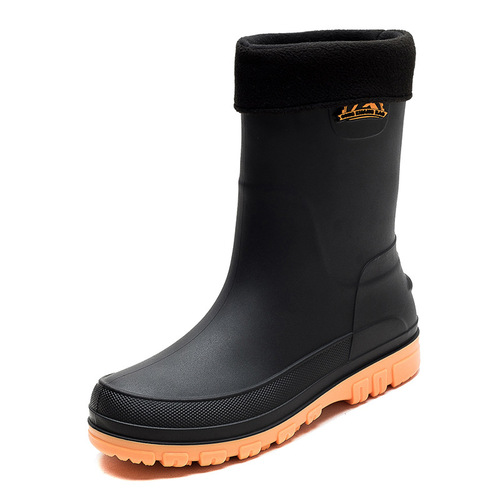 Stylish PVC Casual Fashion Short-Height Rain Boots for Men, Waterproof Winter Boots with Cotton Lining – Non-Slip Design for Adult Men